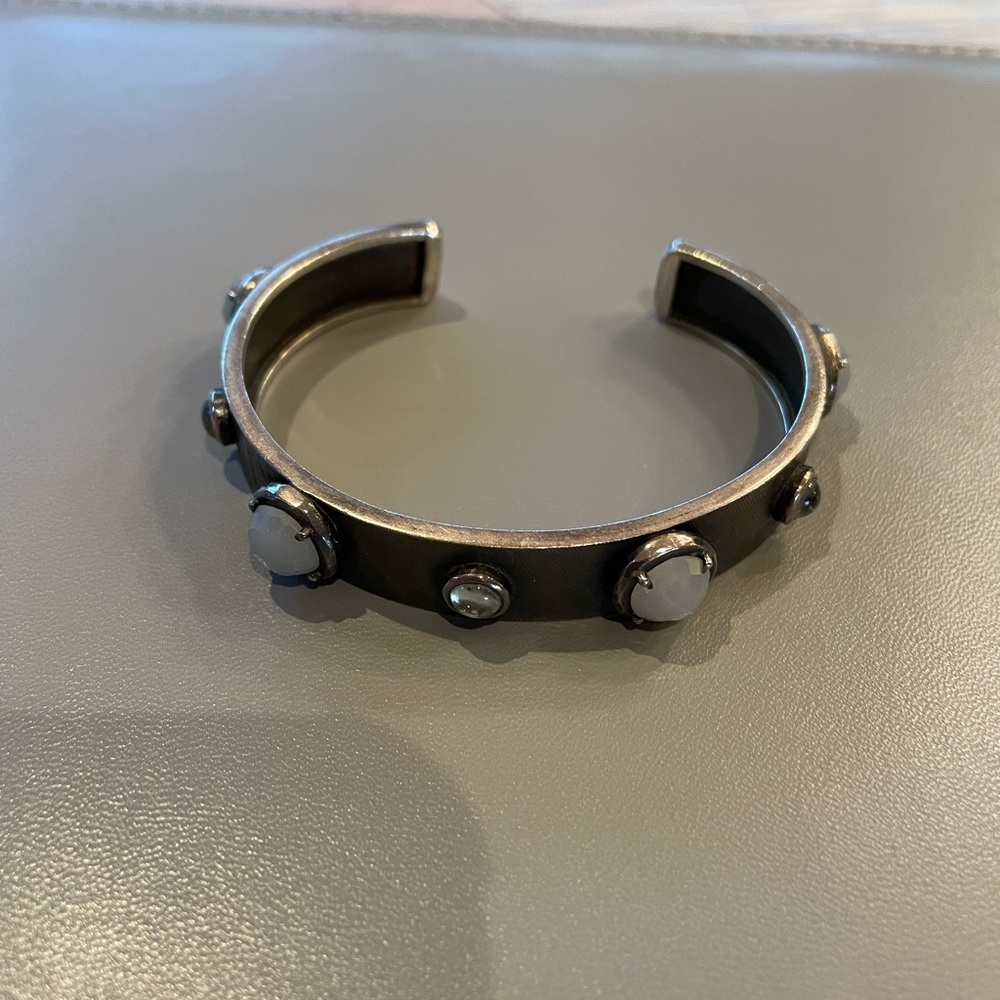 Rene Escobar Oxidized Sterling Silver Moonstone Cuff